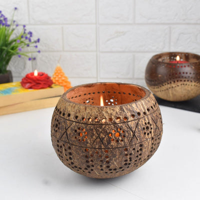 100% Natural Coconut Shell Candle Holder Lantern Tealight - Tropical – Candles & Fragrances on Brown Living™. SKU: 173 - 13058 - THENGA15. Img 6.