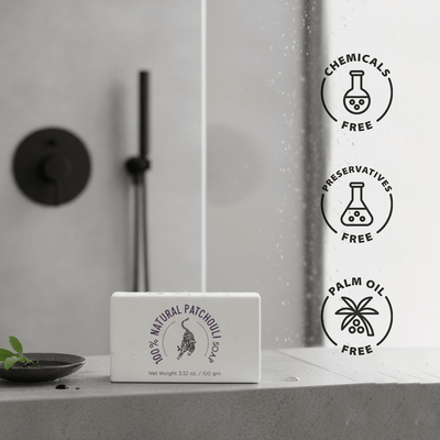 100% Natural Patchouli Soap | Handmade Body Cleansing Bar – Body Soap on Brown Living™. SKU: FFSOPA100G. Img 6.