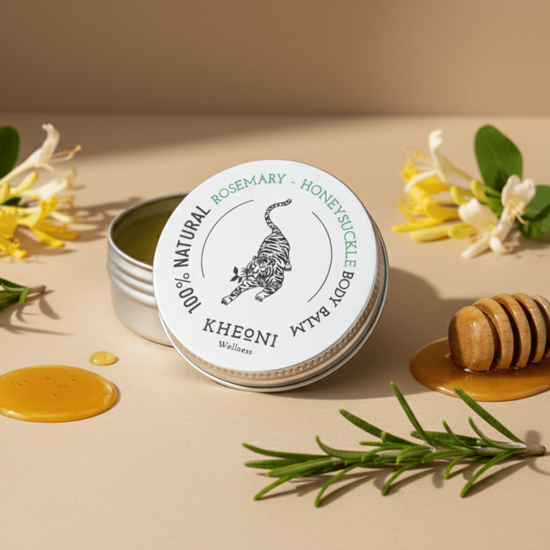 100% Natural Rosemary Honeysuckle Body Balm | Skin Repair & Nourishing – Body Butter on Brown Living™. SKU: FFBBRH030G. Img 3.