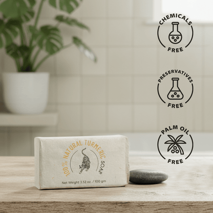 100% Natural Turmeric Soap | Handmade Anti - Acne & Brightening Bath Bar – Soap on Brown Living™. SKU: FFSOTU100G. Img 7.