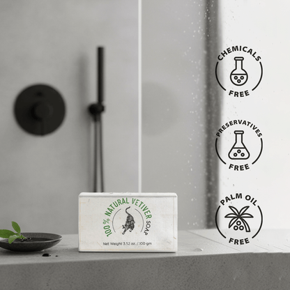 100% Natural Vetiver Soap | Handmade Bathing Bar – Soap on Brown Living™. SKU: FFSOVE100G. Img 1.