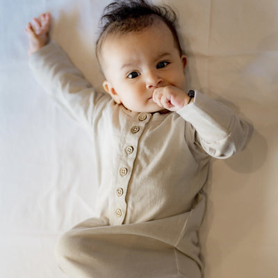 100% Organic Cotton Knotted Gown – Kids Nightwear on Brown Living™. SKU: CW - 01 - 0007/0 - 3M. Img 2.