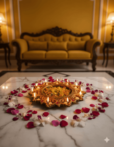 11 - Diya Platter Cum Urli – Festive Diwali Home Decor – Home Decor on Brown Living™. SKU: D4. Img 3.