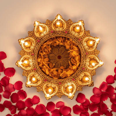 11 - Diya Platter Cum Urli – Festive Diwali Home Decor – Home Decor on Brown Living™. SKU: D4. Img 2.