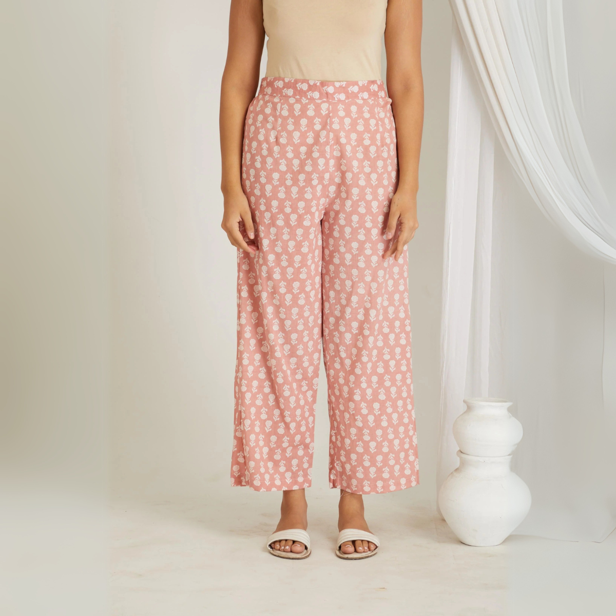 Peach Cotton Butta Printed Kurta & Pant Co-Ord Set – Loungewear