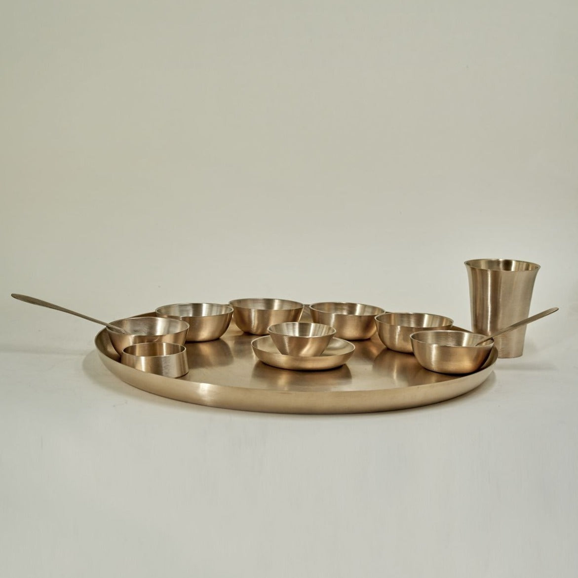 Original Kansa Bronze Rajwadi Thali Set - 13 Pcs | Verified Sustainable by Brown Living™