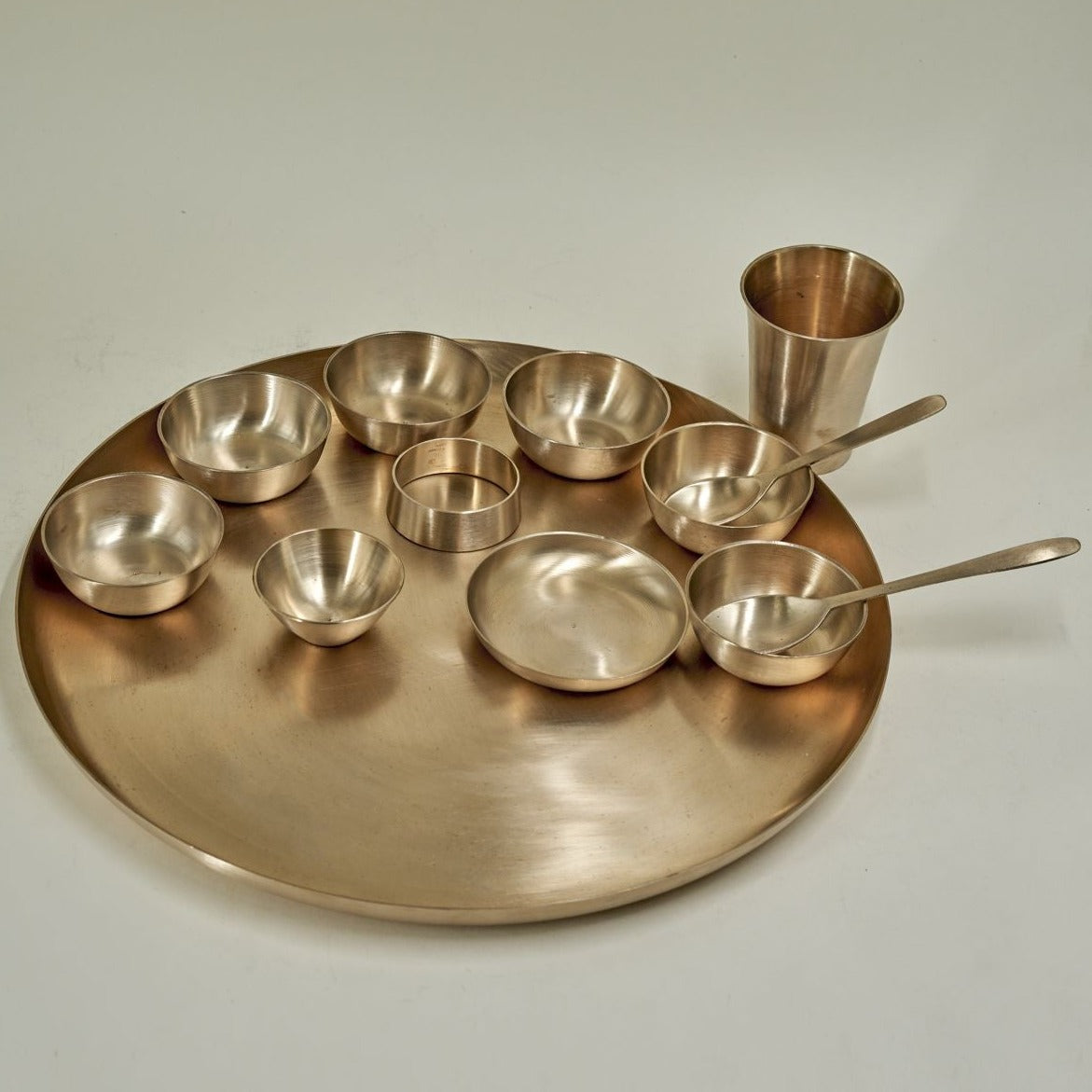 Original Kansa Bronze Rajwadi Thali Set - 13 Pcs | Verified Sustainable by Brown Living™