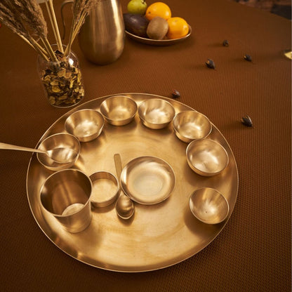 Original Kansa Bronze Rajwadi Thali Set - 13 Pcs | Verified Sustainable by Brown Living™