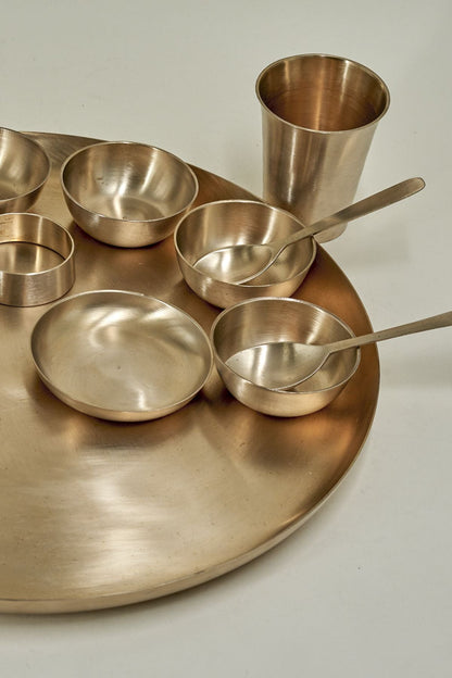 Original Kansa Bronze Rajwadi Thali Set - 13 Pcs | Verified Sustainable by Brown Living™