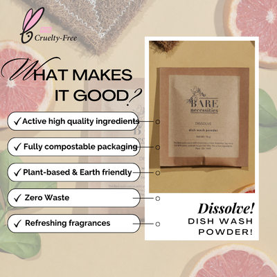 Natural Dishwash Powder Refill Pack | Tough on Grease| Kid Safe| Pack of 4