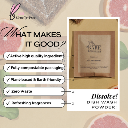 Natural Dishwash Powder Refill Pack | Tough on Grease| Kid Safe| Pack of 4