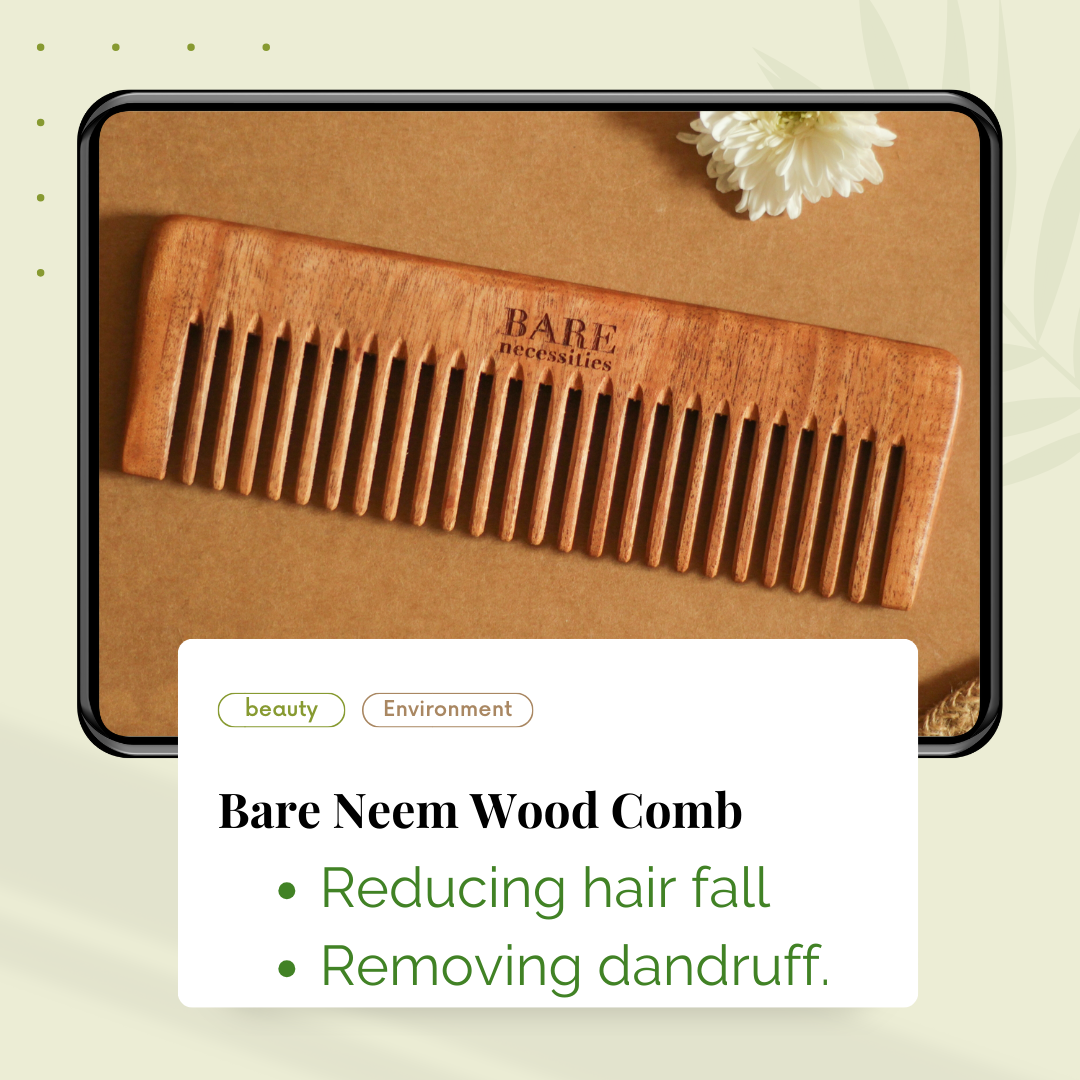 Handmade Neem Wooden Comb for Hair Growth and Scalp Massager