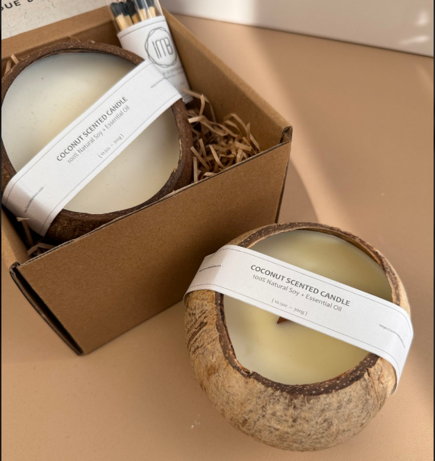 Coconut shell candle