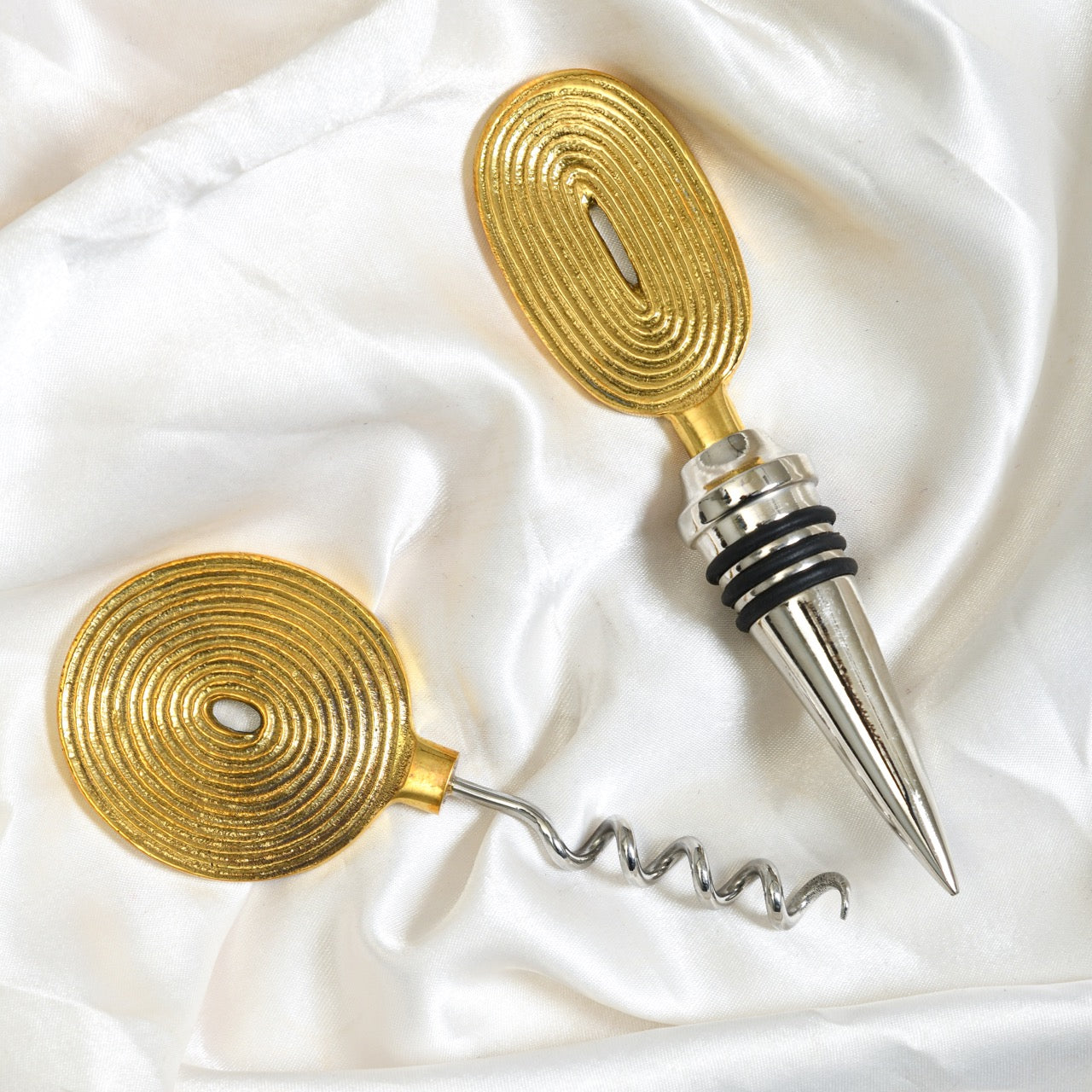 Ekaantrik Brass Wine Cork and Opener Set