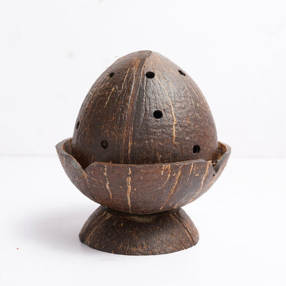 Coconut Shell Dhoop Batti Stand | Wooden Incense Holder (Set of 1)