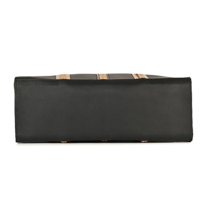 Gaia Vegan Leather Shoulder Bag (Black & Gold)