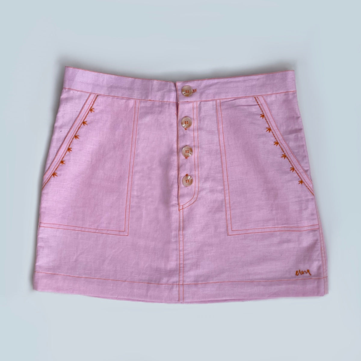 Sherry Pink Linen Skirt – Elegant Casual & Party Wear for Women