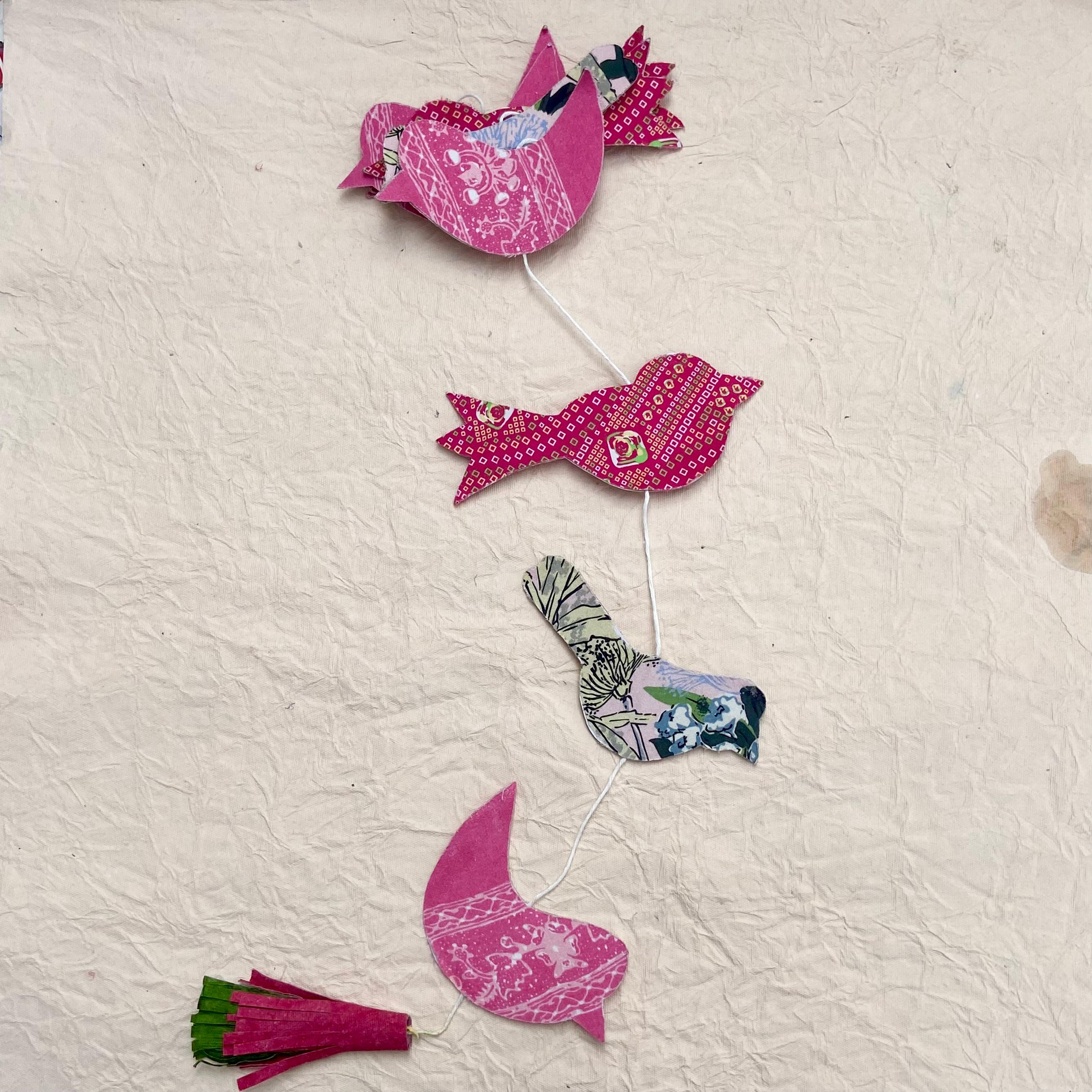 Vibrant Handmade Bird Cloth Dangler | Sustainable Patchwork Decor