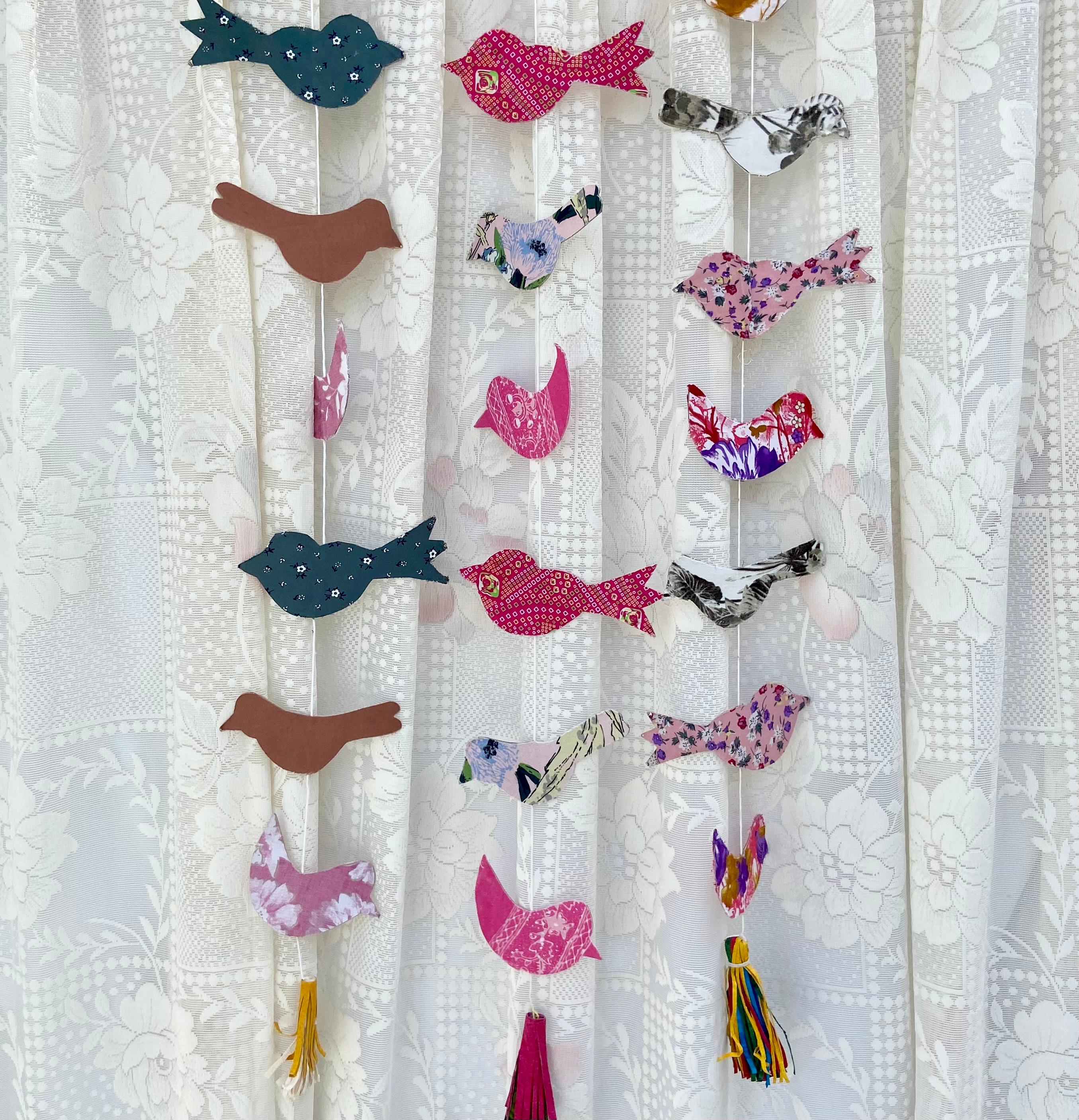 Vibrant Handmade Bird Cloth Dangler | Sustainable Patchwork Decor