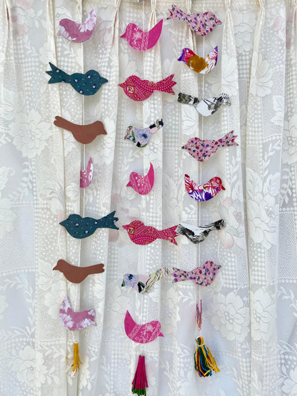 Vibrant Handmade Bird Cloth Dangler | Sustainable Patchwork Decor