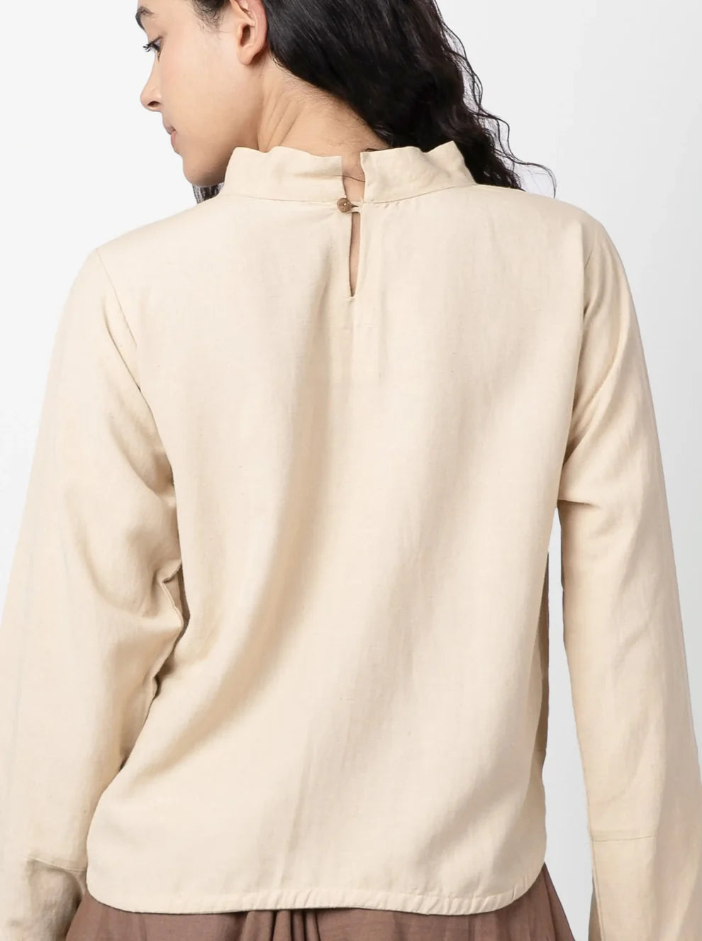 Veda - Beige Mock Collar Top