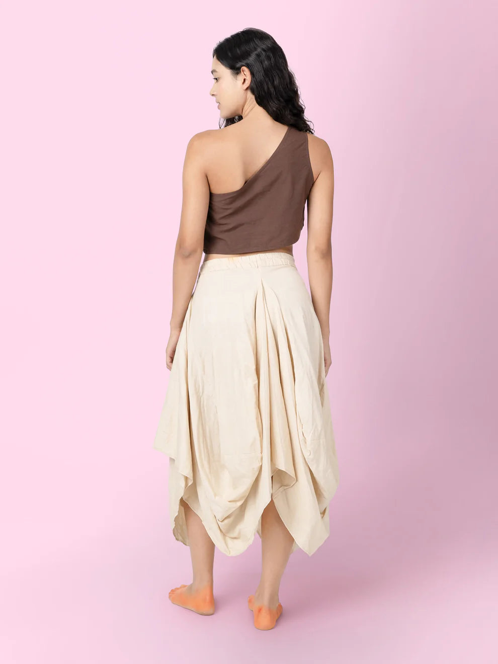 Swish - Brown One Shoulder Sleeveless Crop Top