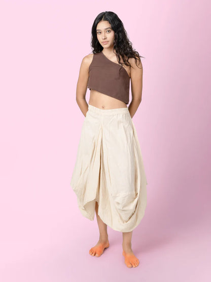 Swish - Brown One Shoulder Sleeveless Crop Top