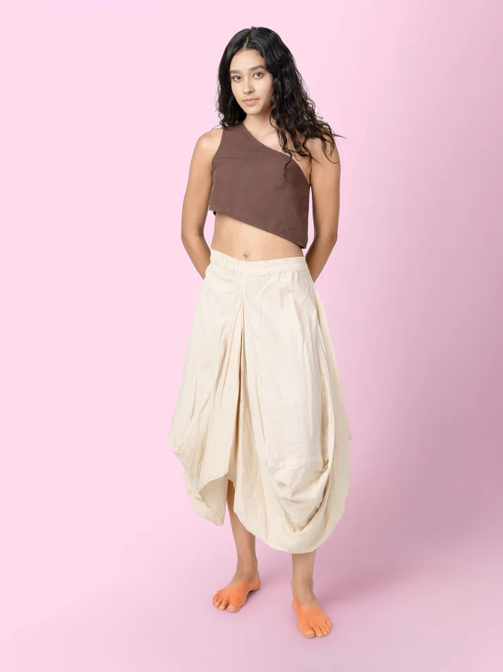 Swish - Brown One Shoulder Sleeveless Crop Top