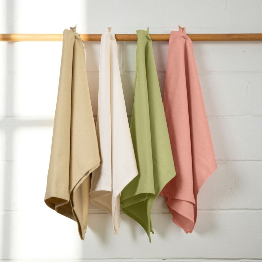 Organic Cotton Kitchen Towels with Plant Based Dyes -18" x 27"