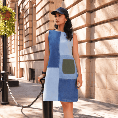 Elegant Cotton Panelled Shift Dress for Women