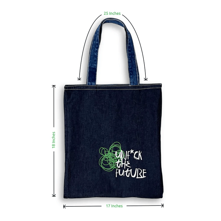 Reversible Multi-Pocket Cotton Denim Tote Bag
