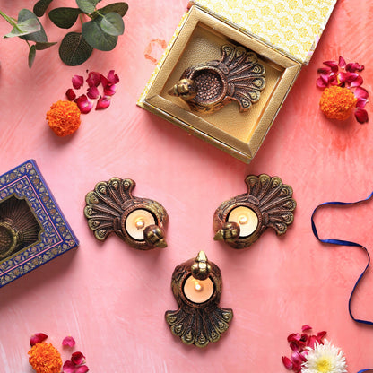 Neck Peacock T Light Set – Decorative Diya