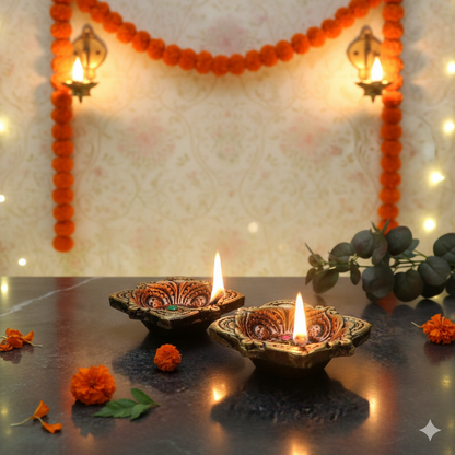Large Square Diya Set – Ethnic Handmade Decor