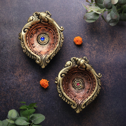 Large Elephant Diya Set – Decorative Festive Set
