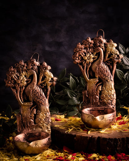 Tree Peacock Hanging Diya Set – Ethnic Decor