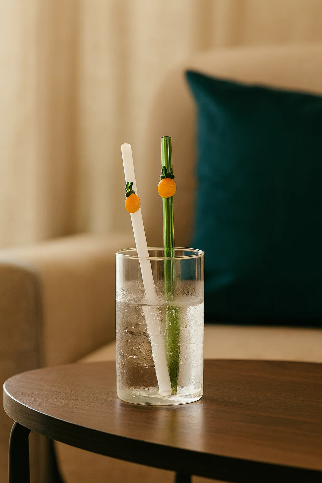 Pineapple   Collection Glass Straw Stirrers -Set of 2