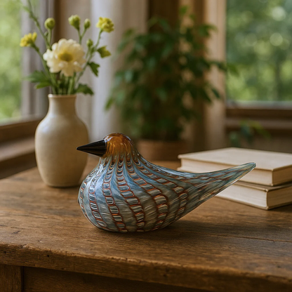 Ashley Sparrow Glass Bird Figurine – Decorative Art Piece
