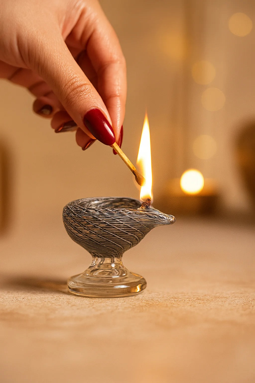 Brahmam Deep – Art Glass Puja Diya Divine Festival Lamp
