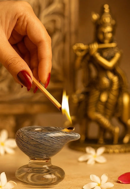 Brahmam Deep – Art Glass Puja Diya Divine Festival Lamp