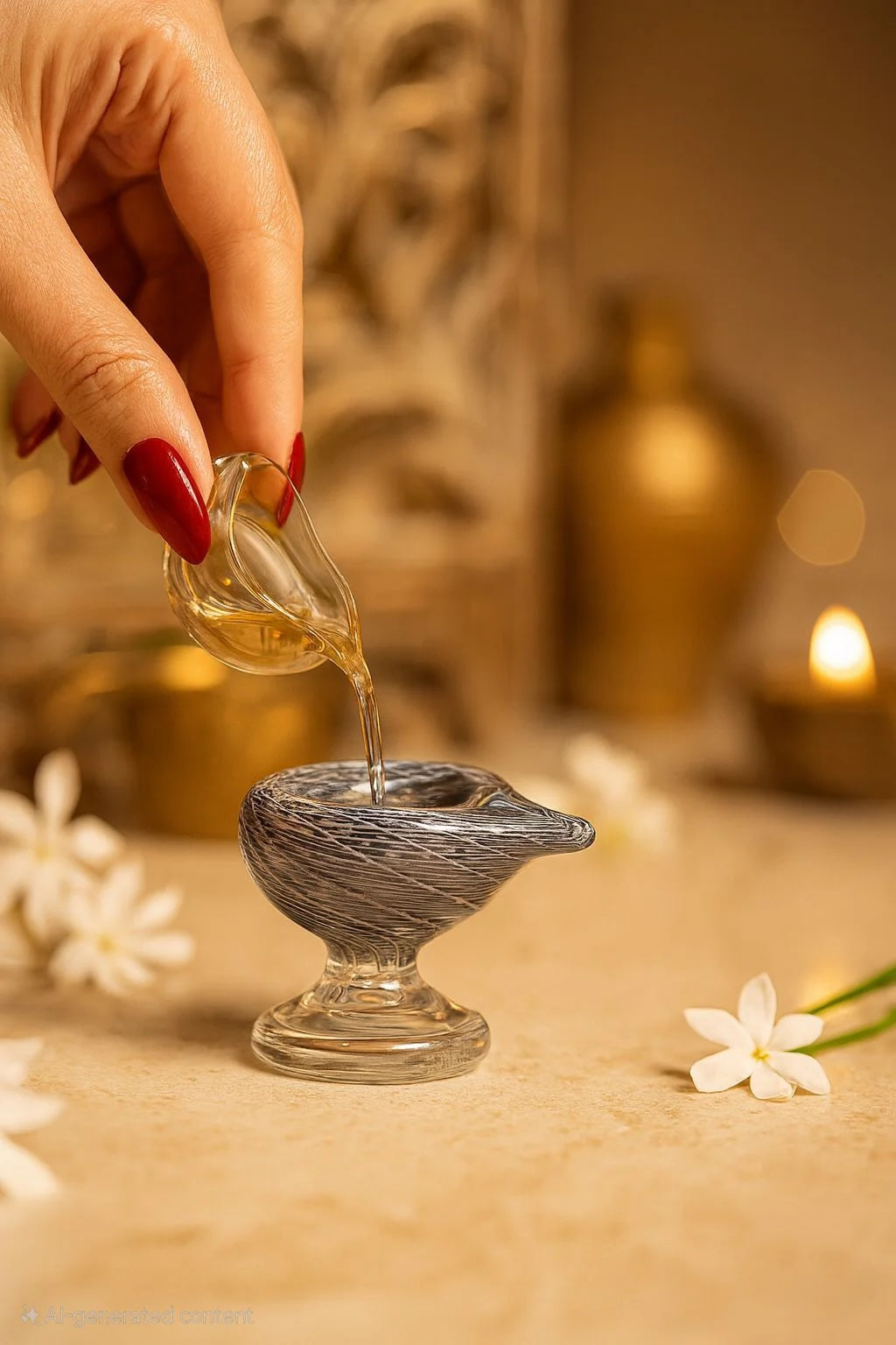 Brahmam Deep – Art Glass Puja Diya Divine Festival Lamp