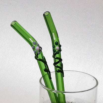 Floral Art Glass Straws – Set of 2