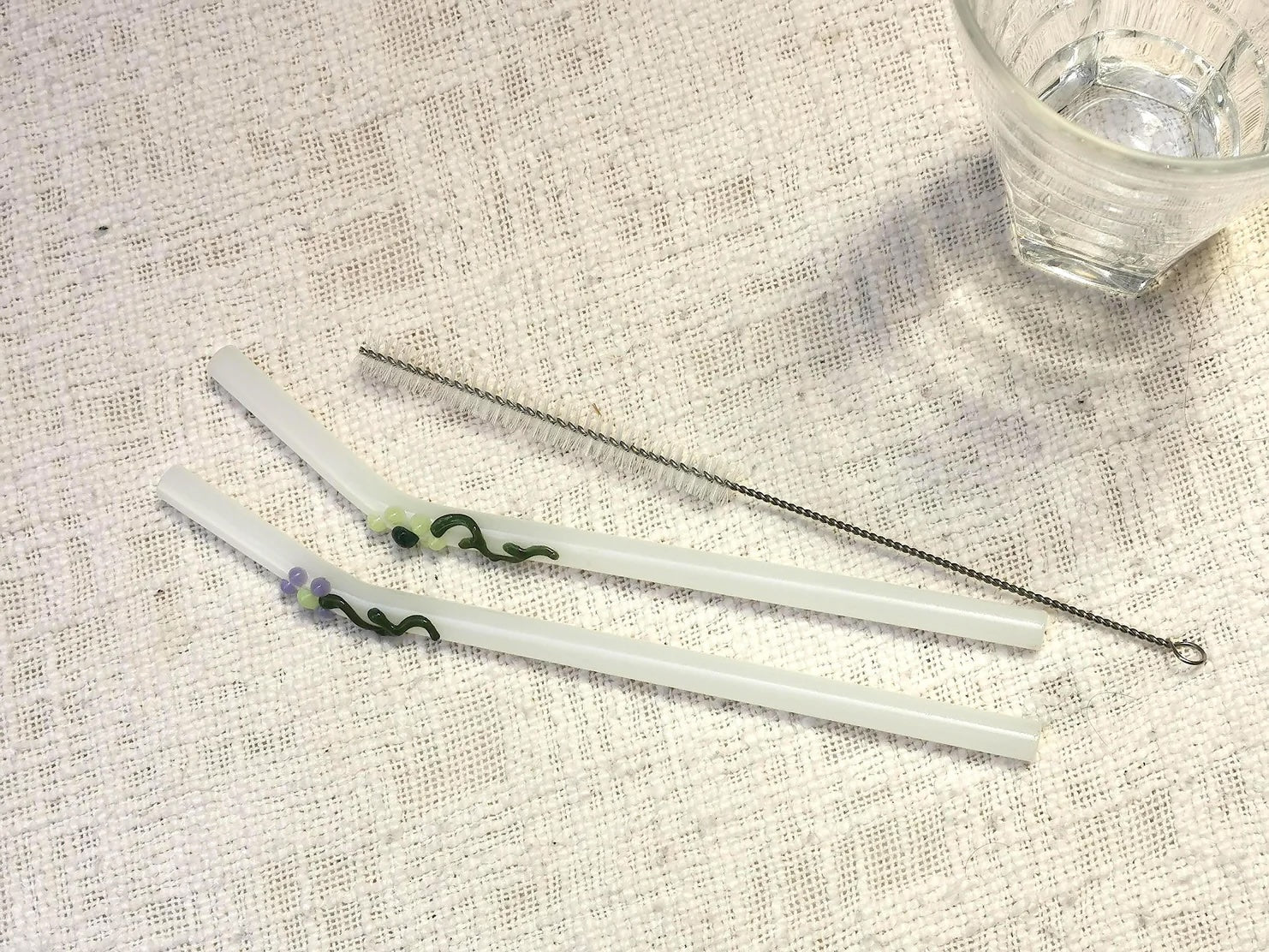 Floral Art Glass Straws – Set of 2