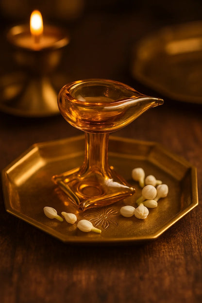 Divya Ambar Jyot – Art Glass Puja Diya Festival Lamp