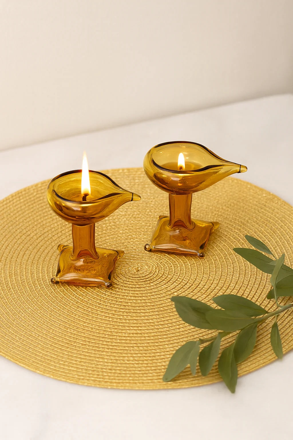 Divya Ambar Jyot – Art Glass Puja Diya Festival Lamp