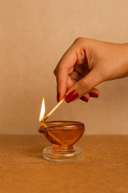 Ambar Jyot – Art Glass Puja Diya Traditional Deep