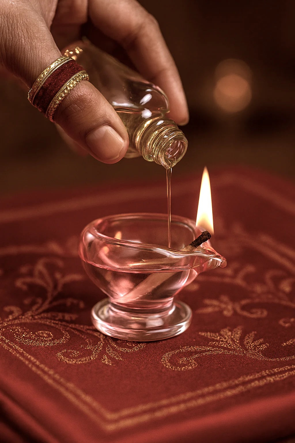 Gulab Ki Kali – Art Glass Puja Diya Spiritual Decor