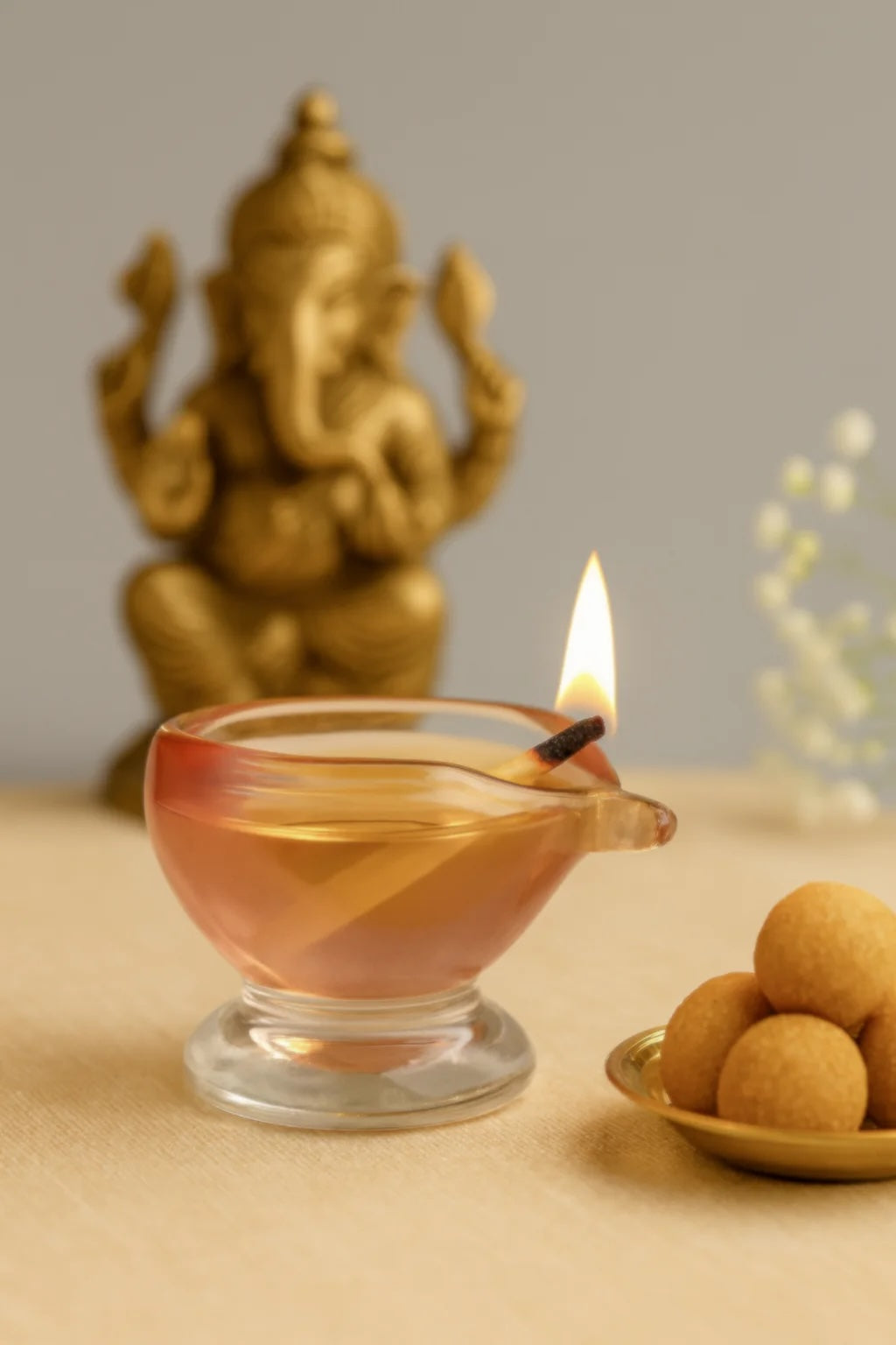 Gulab Ki Kali – Art Glass Puja Diya Spiritual Decor