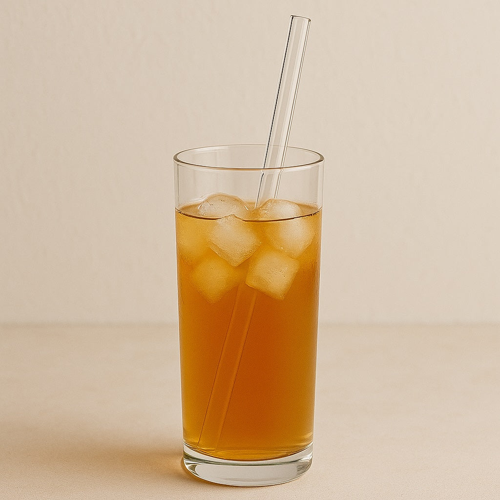 Clear Transparent Glass Straws with Cleaning Brush – Set of 6