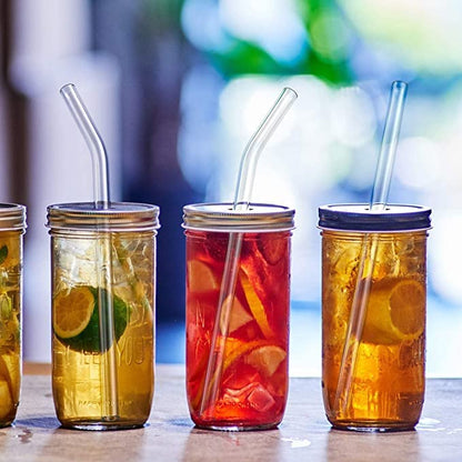Clear Transparent Glass Straws with Cleaning Brush – Set of 6