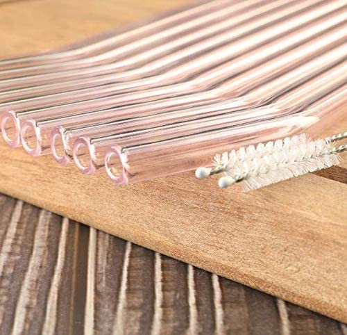 Pink Saphire Glass Straws (Set of 6)